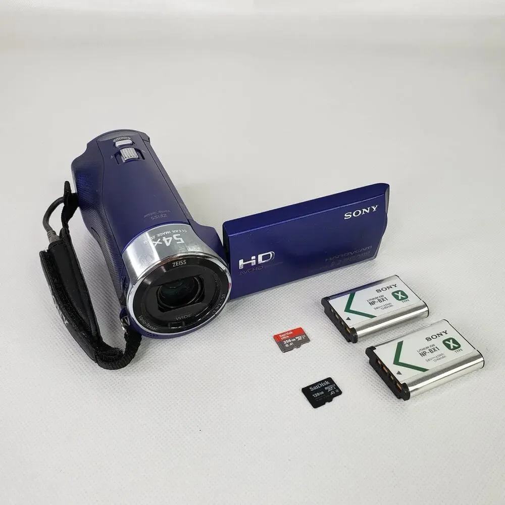 Sony Handycam HDR-CX240 1080p HD Camcorder Blue w/ 2 Batteries And SD Cards